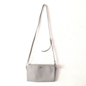 Tory Burch Gray Leather Zip Classic Crossbody Bag